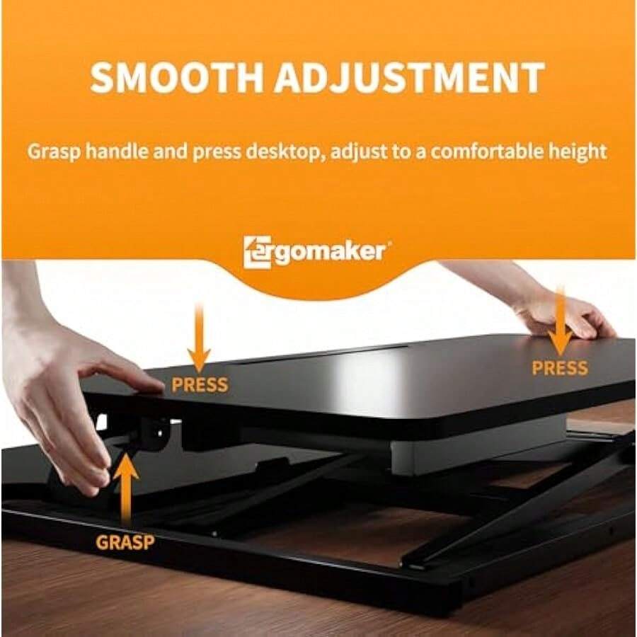 Bureau De Travail ERGOMAKER Height Adjustable Standing Desk Converter - 81cm 32 Inch Wide Platform Tabletop Workstation Quick Sit To Stand Desk Riser For Dual Monitors Black P 53063371 Adjustable Desk