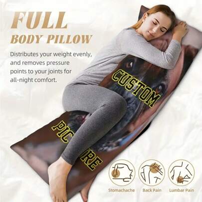 1pc Ultra Soft Cozy Home Custom Photo Body Pillow Cover, 20x63 Inch Short Plush Rectangular Cushion Case, Personalized Single-Sided Print For Valentine's Day, Love/Wedding/Pet Picture, No Insert For Home Decor, Breathable For Family, Him, Her, Boyfriend, Girlfriend, Dad, Family, Mom, Friends, For Anniversaries, For Graduation, For Housewarming, For Weddings, For Birthdays, Car, Sofa, Tea Room, Living Room