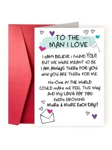 1pc Valentine's Day Love Greeting Card For Him, Romantic Paper Card With Envelope, Expressive Love Note For Valentine's Occasion, Sweet Sentimental Message For Beloved Man - Multicolor - View 1