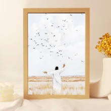 1 件《考虑天空中的飞鸟耶稣基督》艺术印刷品，数码印刷品，卧室客厅走廊的理想礼物，墙壁艺术，墙壁装饰，房间装饰，桌面装饰，防水，适用于卧室、客厅、书房、酒店酒吧、走廊、防水壁画