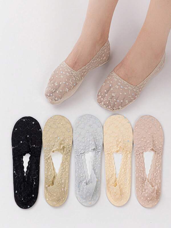 6 pares de calcetines casuales tipo náutico para mujer con diseños de puntos y líneas de colores múltiples, de silicona antideslizante y cómodos, calcetines invisibles
