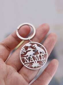 1pc Customized Keychain, Personalized Name, Dinosaur Animal Keychain, Ideal For Gifts - Multicolor - View 4