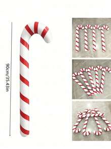 5pcs 90cm Inflatable Christmas Giant Candy Jar Decorations, Christmas Candy Cane Prop, New Year's Party Inflatable Decor - Multicolor - View 3