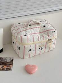 1 件/套 条纹星星图案系带装饰可爱化妆包化妆包拉链化妆包套装适合女孩旅行、度假和日常通勤使用 多功能存储化妆品、护肤品、口红、指甲油、护手霜、文具、硬币、餐巾纸、小物品 旅行必需品化妆包化妆品收纳袋化妆包 送给姐妹、爱人和朋友的礼物 情人节礼物 伴娘礼物 生日礼物 妈妈礼物 老师礼物 旅行包 女士 大学宿舍 浴室 - 粉色 - 查看 5