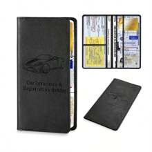 1pc Compact Black Faux Leather Car Document Holder, Designed For Storing ID Cards, Credit Cards, And Documents, Durable And Scratch-Resistant, Essential Car Interior Organizer - Car Driver's License Storage Bag - View 6