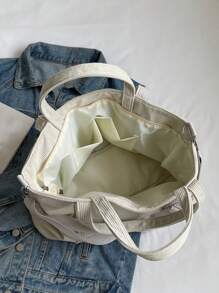 New Fashion Classic College Style Casual Multi-Pocket Large Capacity Dual Handle Shoulder Bag, Especially Warm. Suitable For Campus, Office, Daily Matching, Dates, Shopping, Outings, Gifts, And Other Occasions. Essential Item For College Women. - White - View 12