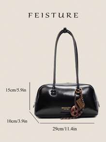 1 PIEZA Bolso de bolos de piel sintética FEISTURE, bolso de hombro/axilar de moda para mujeres (con colgante de nudo incluido como regalo gratis), cierre de cremallera, adecuado para chicas, damas, estudiantes universitarias, recién incorporadas y trabajadoras de oficina, excelente para el trabajo, negocios, ir al trabajo y la escuela