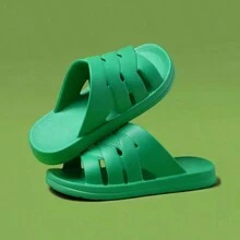 Summer New Women's English Style Indoor Outdoor Thick Sole Slippers, Couple Casual Bathroom Shower Slippers, Fashion - Green - View 2