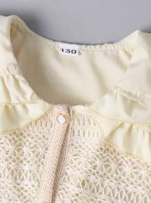 Tween Girl Ruffled Frill Collar Blouse, Sweet Layered Look Princess Style Top - Apricot - View 6