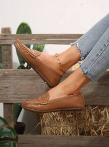 女士平底休闲乐福鞋，软底，户外防滑平底鞋，轻便舒适的中年妈妈工作/休闲鞋