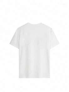 女式超大 T 恤 蓝色蝴蝶印花圆领上衣 街头服饰 休闲衬衫 - 白色 - 查看 3