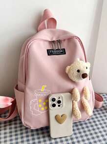 Fashionable And Cute Versatile Large-Capacity Ladies Shoulder Bag Women Backpacks - Pink - View 4