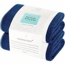 条纹小屋沙滩巾超大 2 包，大号棉质浴巾 - 豪华毛绒加厚酒店泳池毛巾成人超强吸水速干 - 35x70 淡海军蓝 | 2 包浴室装饰夏季