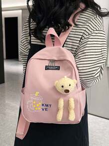 Fashionable And Cute Versatile Large-Capacity Ladies Shoulder Bag Women Backpacks - Pink - View 1