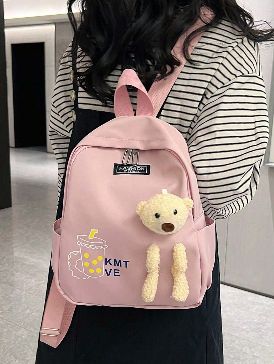 Fashionable And Cute Versatile Large-Capacity Ladies Shoulder Bag Women Backpacks - Pink - View 1