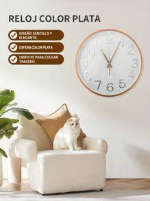 Reloj de pared de 10 pulgadas, estilo minimalista, alarma silenciosa, funciona con batería, cubierta de vidrio transparente, ideal para decorar habitaciones infantiles, salas, dormitorios, cocinas, escuelas y oficinas. - Dorado - Ver 3