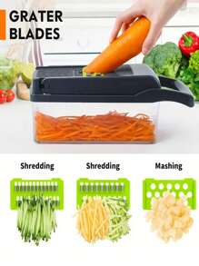 16pcs Multifunctional Kitchen Mesh Grater Set - Vegetable Slicer, Fruit Slicer, Onion Chopper, Potato Grater, Interchangeable Blades, Manual Food Shredder With Container - Great For Home Cooking, Meal Prep And Kitchen Organization, Convenient For Making Salads, Kitchen Tool
