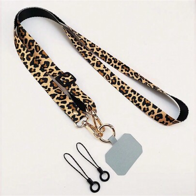 Mobile Phone Lanyard Print Back Hanging Neck Chain Crossbody Leopard Adjustable Shoulder Wide Pendant Anti-Lost Sling With Clip Gifts For Mother, Family, Friends, Birthday, Holiday Phone Charm, Phone Chain