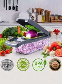 16pcs Multifunctional Kitchen Mesh Grater Set - Vegetable Slicer, Fruit Slicer, Onion Chopper, Potato Grater, Interchangeable Blades, Manual Food Shredder With Container - Great For Home Cooking, Meal Prep And Kitchen Organization, Convenient For Making Salads, Kitchen Tool