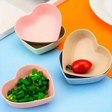Heart-Shaped Mini Sauce Dish - Dipping Dish, Ideal For Sushi, Condiments And Snacks, Plastic Material, Can Be Used As Seasoning Dish, Cheese Sauce Cup, Fruit Snack Bowl, Creative Ketchup Soaking Dish, Appetizer Plate, Kitchen Essential - Multicolor - View 6