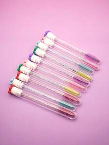 1/3/5/7pcs Multicolor 5-Petal Flower Cartoon Cute Test Tube Mascara Wands, Eyebrow Brush, Eyelash Brush, Makeup Brushes With Tube, Independent Packaging, Travel Makeup Tools - Multicolor - View 6