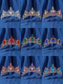 1pc Elegant Crystal Crown Bridal Headpiece, Wedding Tiara Headband For Women, Queen Party Prom Accessories Valentine's Day Accessories - nhiều màu - Xem 2