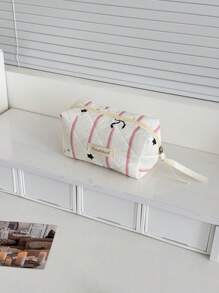 1 件/套 条纹星星图案系带装饰可爱化妆包化妆包拉链化妆包套装适合女孩旅行、度假和日常通勤使用 多功能存储化妆品、护肤品、口红、指甲油、护手霜、文具、硬币、餐巾纸、小物品 旅行必需品化妆包化妆品收纳袋化妆包 送给姐妹、爱人和朋友的礼物 情人节礼物 伴娘礼物 生日礼物 妈妈礼物 老师礼物 旅行包 女士 大学宿舍 浴室 - 粉色 - 查看 3