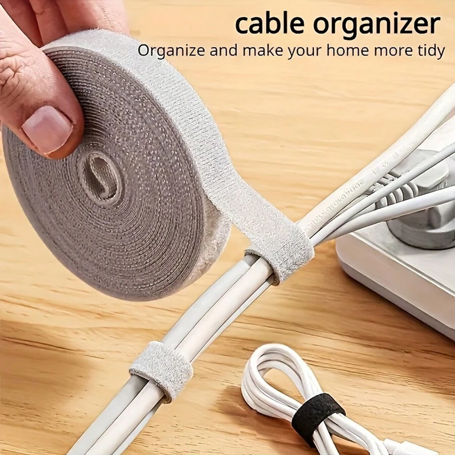 Amarres reutilizables de 500 cm - Organizadores de cables multiuso para oficina y hogar, adecuados para gestión de cables de PC y TV, envoltorios de cables