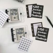 1pc 150/300/500/1000 Savings Challenge Binder - Mini Budget Binder With Cash Envelopes And Inserts, Convenient For Saving Money,Boho Vibes