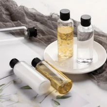1/5pcs 75ml Refillable Transparent Plastic Bottles With Flip Cap, Portable Squeeze Travel Size Shampoo/Conditioner Containers - Clear - View 2