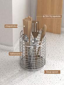 1pc Stainless Steel Chopstick Holder, Draining Rack, Multi-Function Kitchen Utensil Storage Organizer With Drainage, Suitable For Home And Restaurant Use - Multicolor - View 8