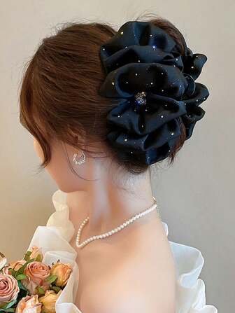 1 件女士星空、闪亮心形、精致优雅风格、发夹、发饰、蝴蝶结、抓发发爪发夹发夹发夹发夹发夹发夹，休闲秋冬发饰，适合女士度假装扮