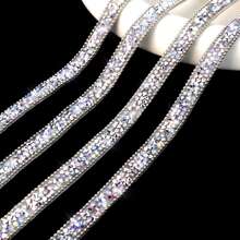 Resin Rhinestone Strip With Beaded Chain Mixed Sizes Diy Jewelry Accessory Stick-On Clothing Edging, Handbag, Shoes, Car Trim