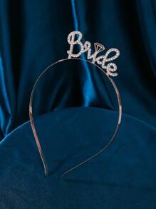 1 件简约字母设计新娘婚礼头饰头饰皇冠 - 玫瑰金白HG-185 - 查看 6