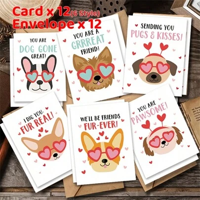 24 张带信封的节日贺卡 - 水彩可爱动物设计，适合圣诞节、新年、祝贺、好运、谢谢