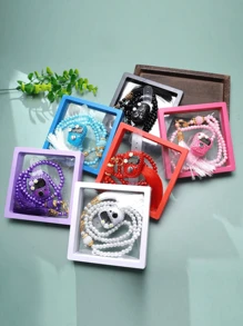 2套带计数器的穆斯林念珠，99颗6毫米仿珍珠珠子 - 彩色 - 查看 2