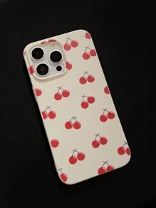1pc GUCADI White Base With Red Cherry Phone Case Compatible With Apple Phones - Multicolor - View 5