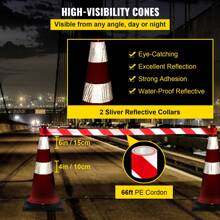 Safety Cones 5-20 Pcs PVC Orange Traffic Cones With Reflective Rings Orange Traffic Cones With Weighted Base And Hand Held Ring For Traffic Control Lane Road Parking Red - Cone 8 X 30 In. With Black Weighted Base - View 4