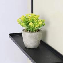1pc Artificial Paper Pulp Potted Plant, Desk Decor With Eucalyptus And Wheat Grass Shrub, Home & Office Desktop Ornament, Friendship Gift, No Need For Power, Includes Container Gifts Birthday Graduation