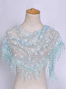 1pc Solid Color Vine Foil Lace Print Tassel Triangle Scarf, Classic Hollow-Out Breathable Thin Shawl For Women, Fashionable Spring/Autumn Casual Headdress, Elegant Accessory For Wedding & Celebration - Triangle Scarf - View 20