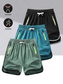 1pc Men's Casual Athletic Gym Running Shorts, Breathable Elastic Quick-Dry - Blue - View 1