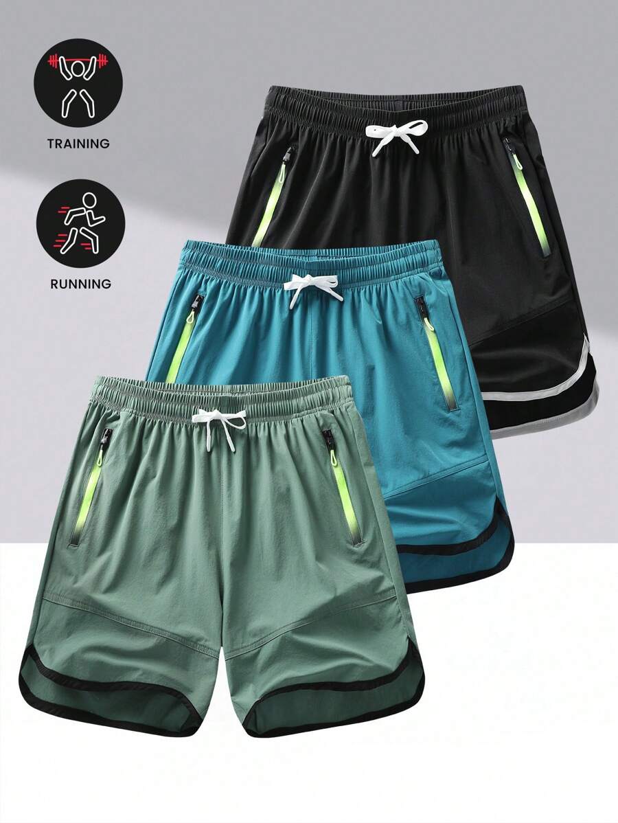 1pc Men's Casual Athletic Gym Running Shorts, Breathable Elastic Quick-Dry - Blue - View 1