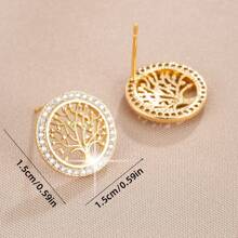 1 Pair Retro Elegant Tree Of Life Design Earrings, Versatile For Women - Earrings - View 4