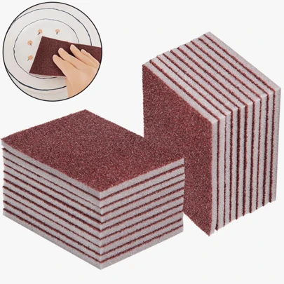 5/10/20/40 piezas Lámina esponjosa abrasiva, estropajo reutilizable para ollas, paño de limpieza para fregadero o estufa de cocina, cepillo de limpieza antibacteriano lavable, utensilios de cocina, accesorios de limpieza de cocina