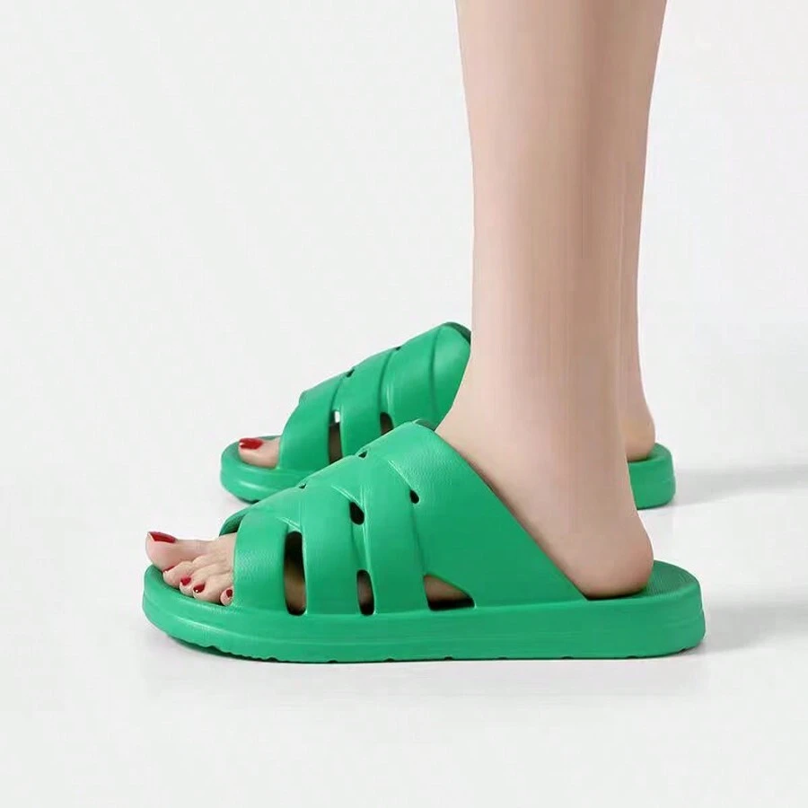 Summer New Women's English Style Indoor Outdoor Thick Sole Slippers, Couple Casual Bathroom Shower Slippers, Fashion - Green - View 1