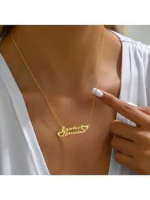 Customized Heart-Shaped Nameplate Necklace, Personalized Couples/Partners Double Name Necklace, Stainless Steel Wedding Necklace, Valentine's Day/Mother's Day Gift, Women's Wedding Jewelry, Groomsmen Gifts, Wedding Items, Bridesmaid Gifts