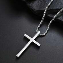 European And American Cross-Border New Titanium Steel Cross Necklace Men's Stainless Steel Versatile Necklace - 銀色 - 查看 8