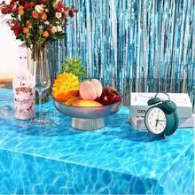 1 pieza Mantel de plástico con ola azul para fiesta de playa de verano, fiesta de playa, mantel para fiesta hawaiana, mantel impermeable para decoración de fiesta en la piscina (4 estilos)