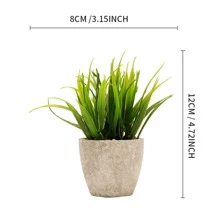 1pc Artificial Paper Pulp Potted Plant, Desk Decor With Eucalyptus And Wheat Grass Shrub, Home & Office Desktop Ornament, Friendship Gift, No Need For Power, Includes Container Gifts Birthday Graduation