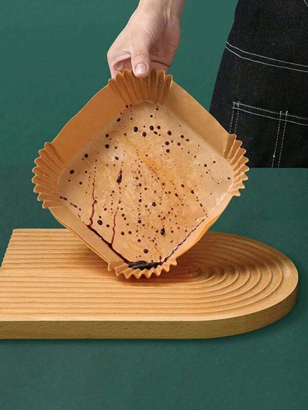50/100 pièces Papier sulfurisé carré et rond pour friteuse à air, Revêtements de cuisson/cuisson/grillage anti-adhésifs, Convient pour la friteuse à air, la cuisine, les activités de plein air